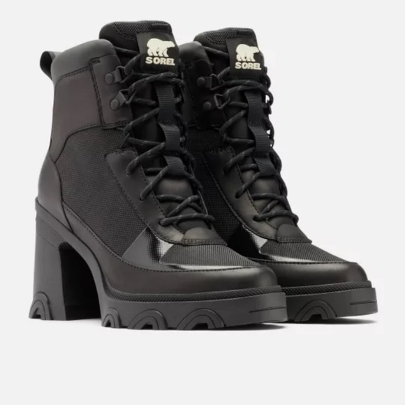 SOREL Brex Heeled Lace Up Black Ankle Boots Women’s Size 8 - Picture 1 of 13